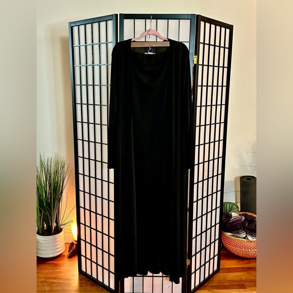 GIBIU Black 2-Piece Set | Strapless Tube Dress & Long Duster | 3X